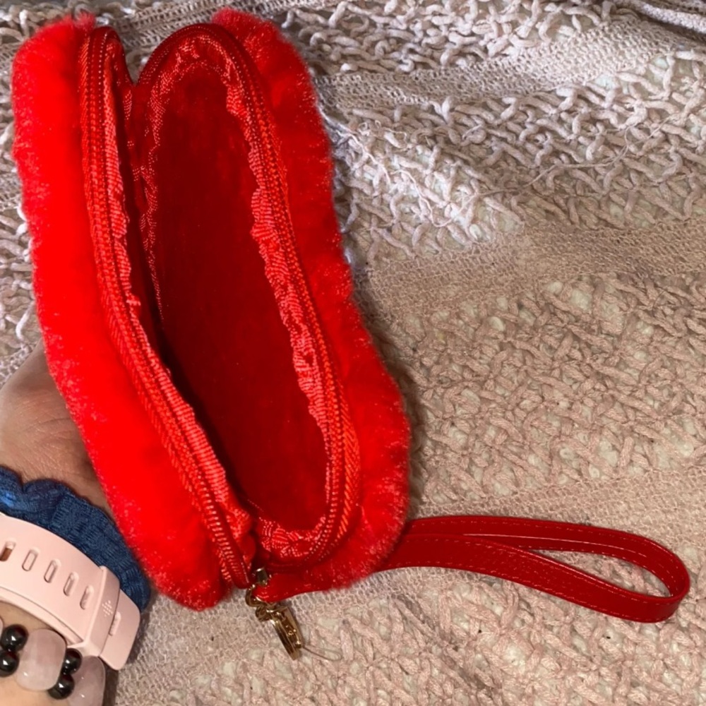 Plush Heart Wristlet